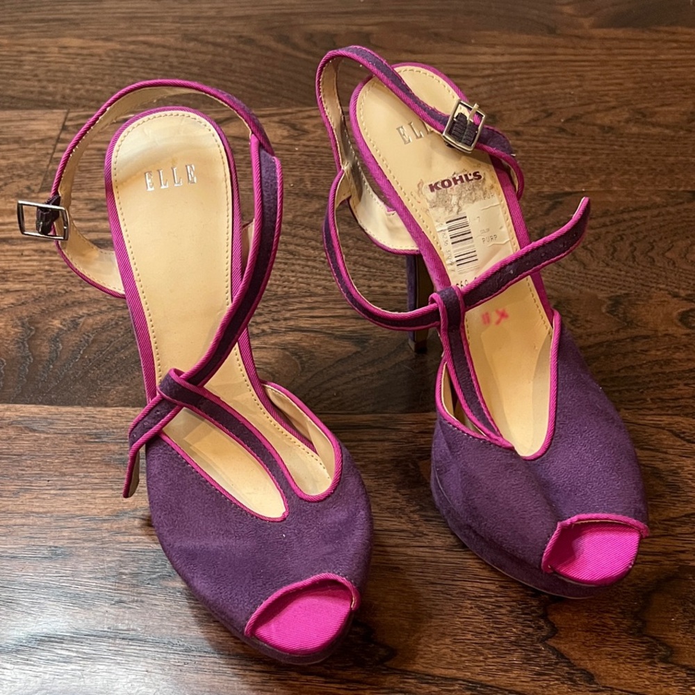 ELLE Women's Purple and Fuchsia Pink Heels